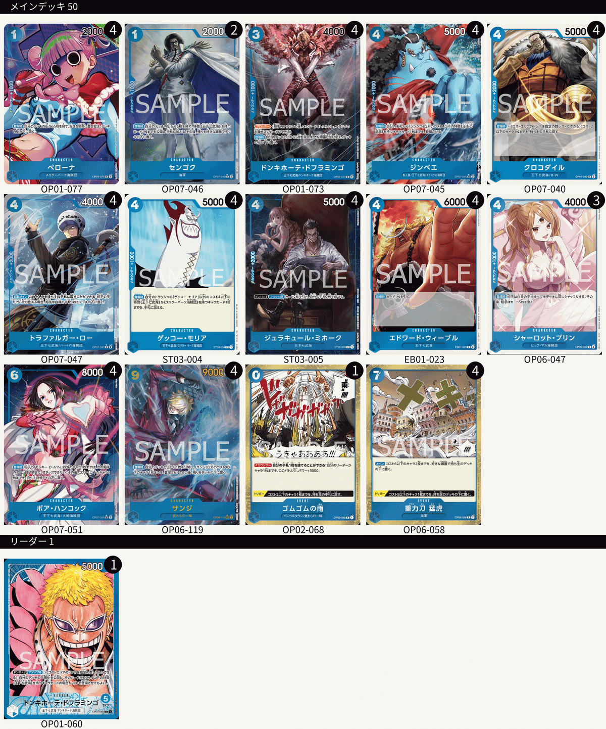 7弾環境禁止改定後 優勝した青単ドフラミンゴの構築と変遷について｜FM