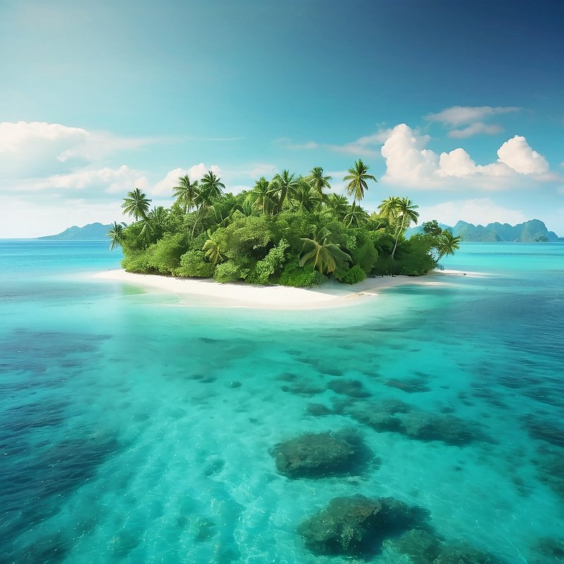 無人島・風景・海・美しい・自然・癒やし　AI画像生成、無料（フリー写真・フリー素材・フリー画像）012