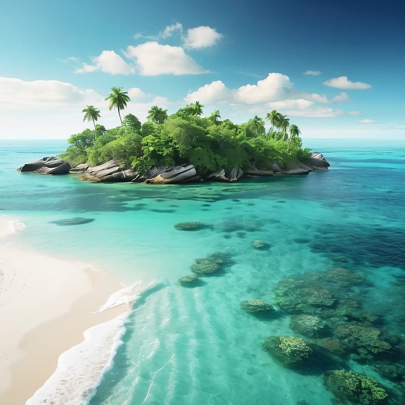 無人島,フリー写真,風景,海,美しい,自然,癒やし,AI画像生成,無料（フリー素材,フリー画像）015
