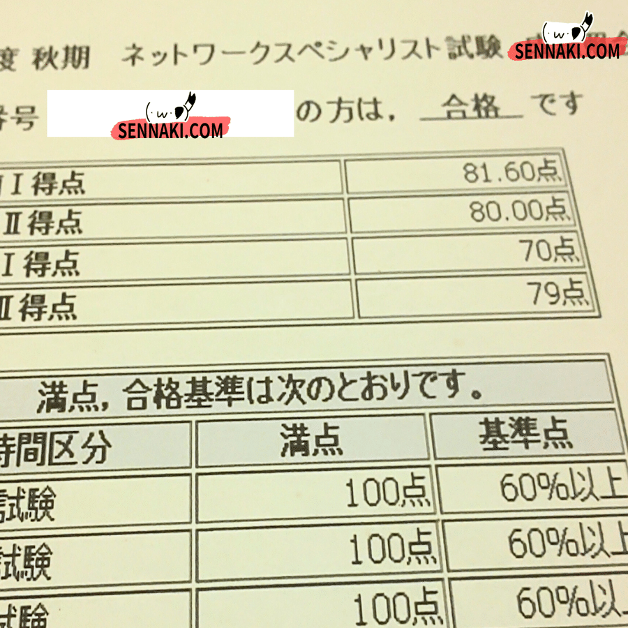 NW：80, 70, 79点】4冊ないと学習不足（ネットワークスペシャリストの