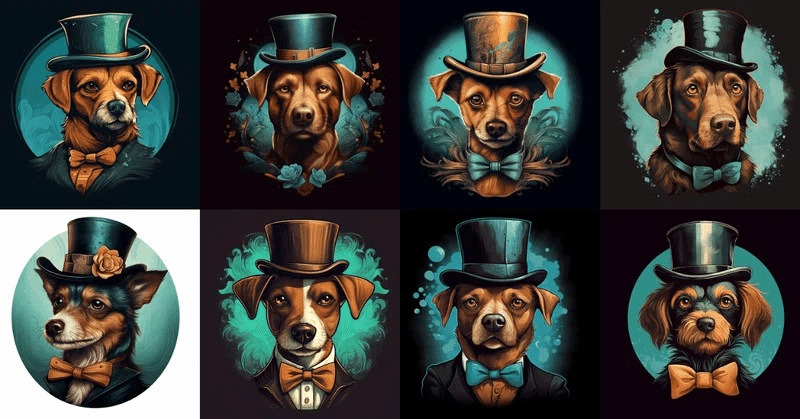 Midjourney プロンプト：ジェントルマンな犬｜AI情報誌 KENTO