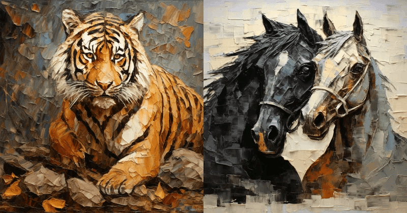 Midjourney プロンプト：動物の油絵｜AI情報誌 KENTO