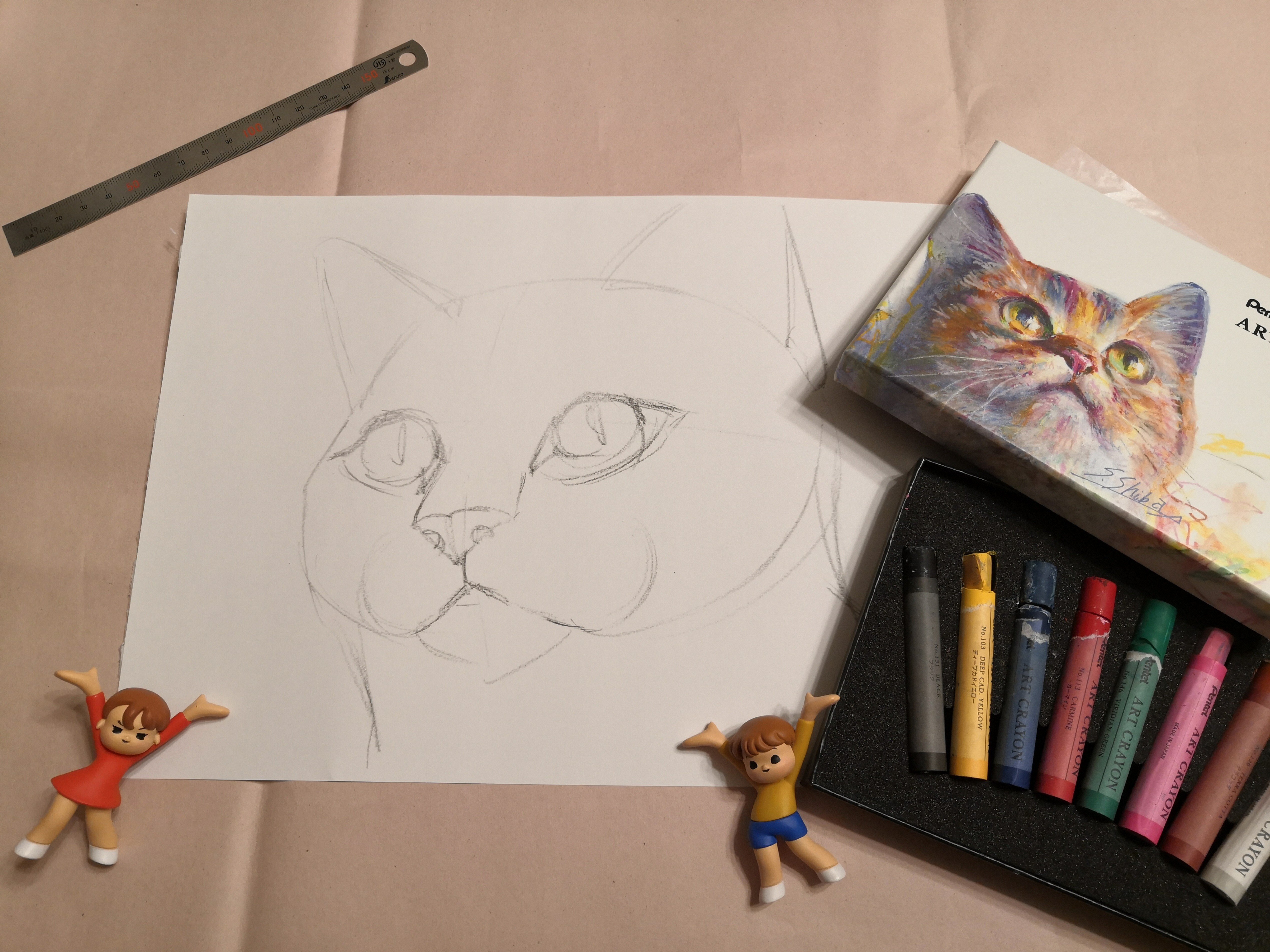 絵画。原画【幼稚園の猫ちゃんたちはバスで学校に通っています】 絵画。原画【幼稚園の猫ちゃんたちはバスで学校に通っています】