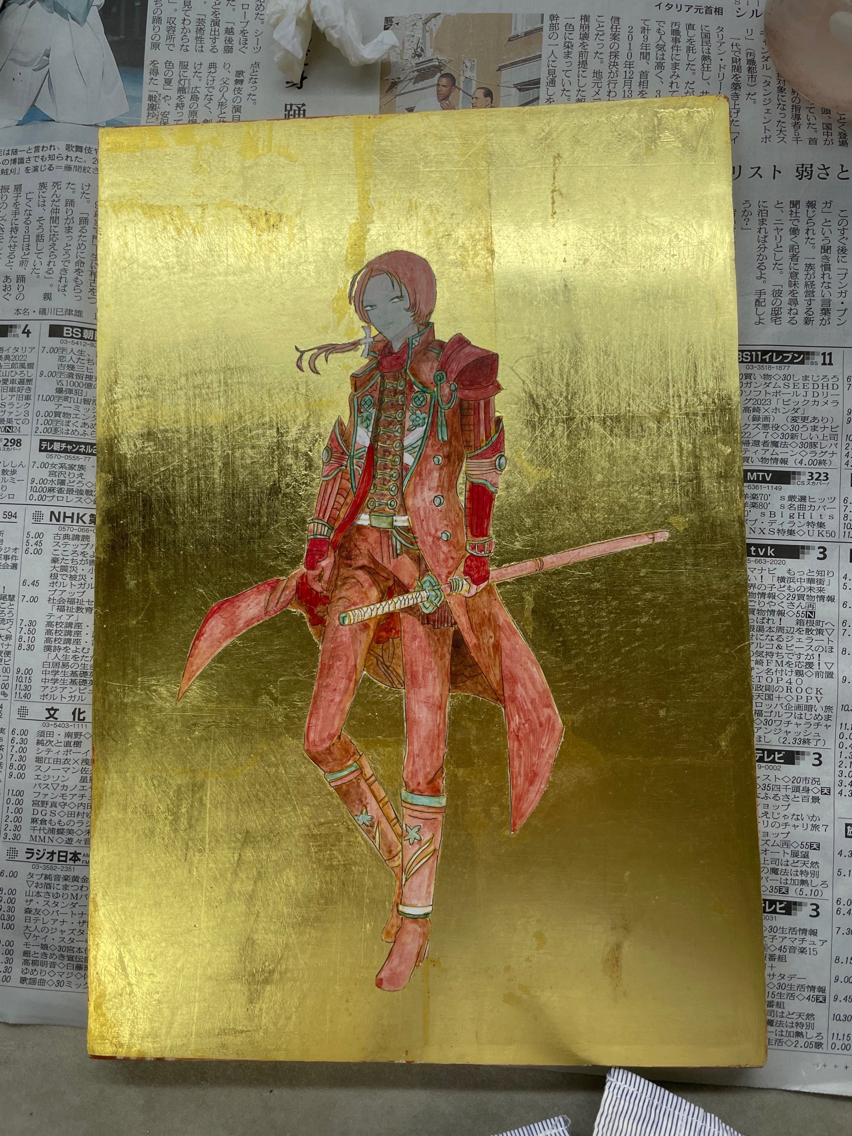 テンペラ画制作過程8】下地色でモチーフを描く｜芳川