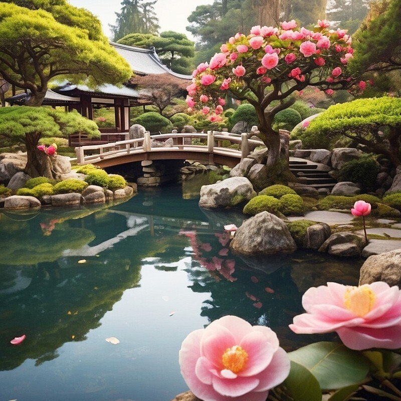日本庭園,庭園,フリー写真,読書,風景,AI画像生成,無料（フリー素材,フリー画像）01