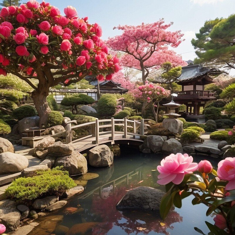 日本庭園,庭園,フリー写真,読書,風景,AI画像生成,無料（フリー素材,フリー画像）02