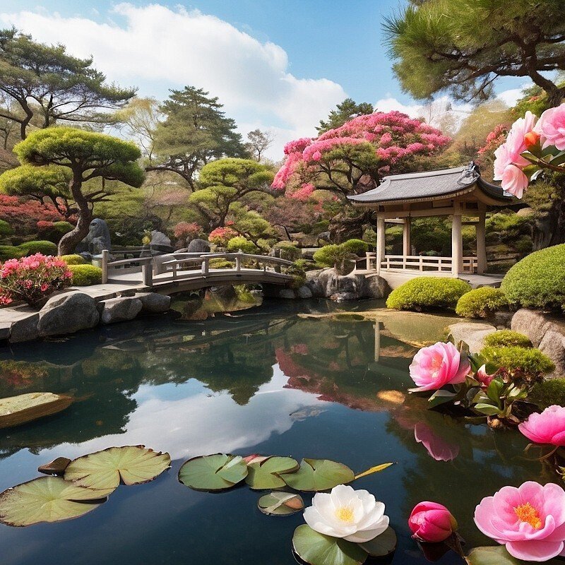 日本庭園,庭園,フリー写真,読書,風景,AI画像生成,無料（フリー素材,フリー画像）03