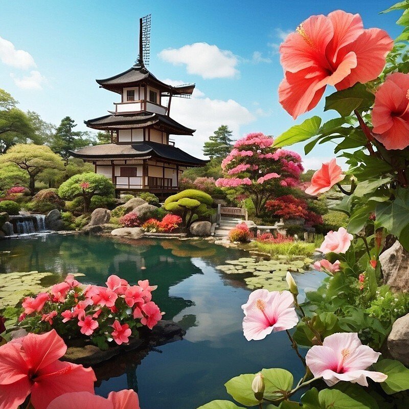 日本庭園,庭園,フリー写真,読書,風景,AI画像生成,無料（フリー素材,フリー画像）07