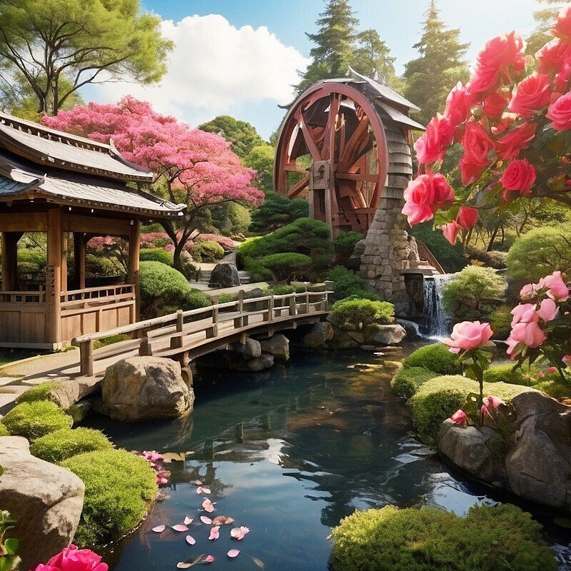 日本庭園,庭園,フリー写真,読書,風景,AI画像生成,無料（フリー素材,フリー画像）09