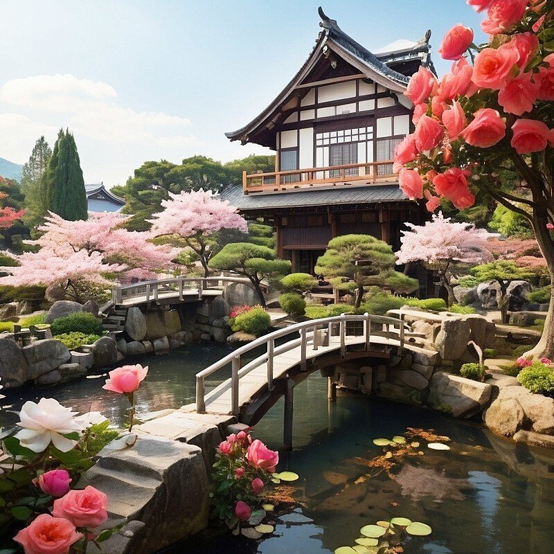 日本庭園,庭園,フリー写真,読書,風景,AI画像生成,無料（フリー素材,フリー画像）011