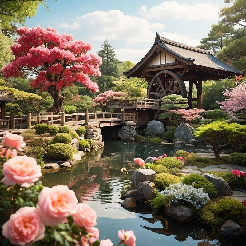 日本庭園,庭園,フリー写真,読書,風景,AI画像生成,無料（フリー素材,フリー画像）012