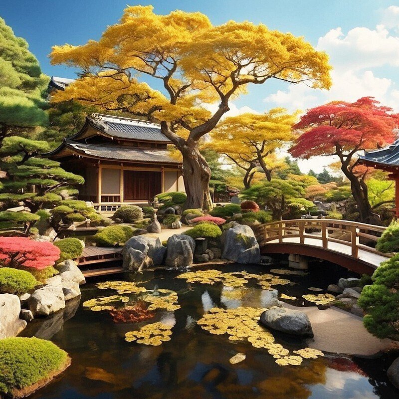 日本庭園,庭園,フリー写真,読書,風景,AI画像生成,無料（フリー素材,フリー画像）017