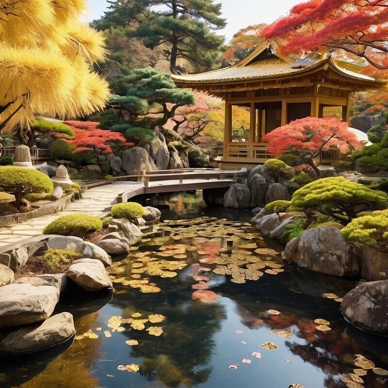 日本庭園,庭園,フリー写真,読書,風景,AI画像生成,無料（フリー素材,フリー画像）019