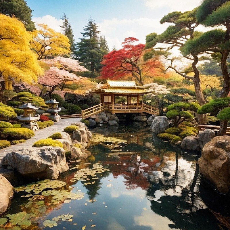日本庭園,庭園,フリー写真,読書,風景,AI画像生成,無料（フリー素材,フリー画像）020
