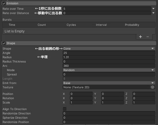 自分用unity particlesystemめも|ふせつしろ