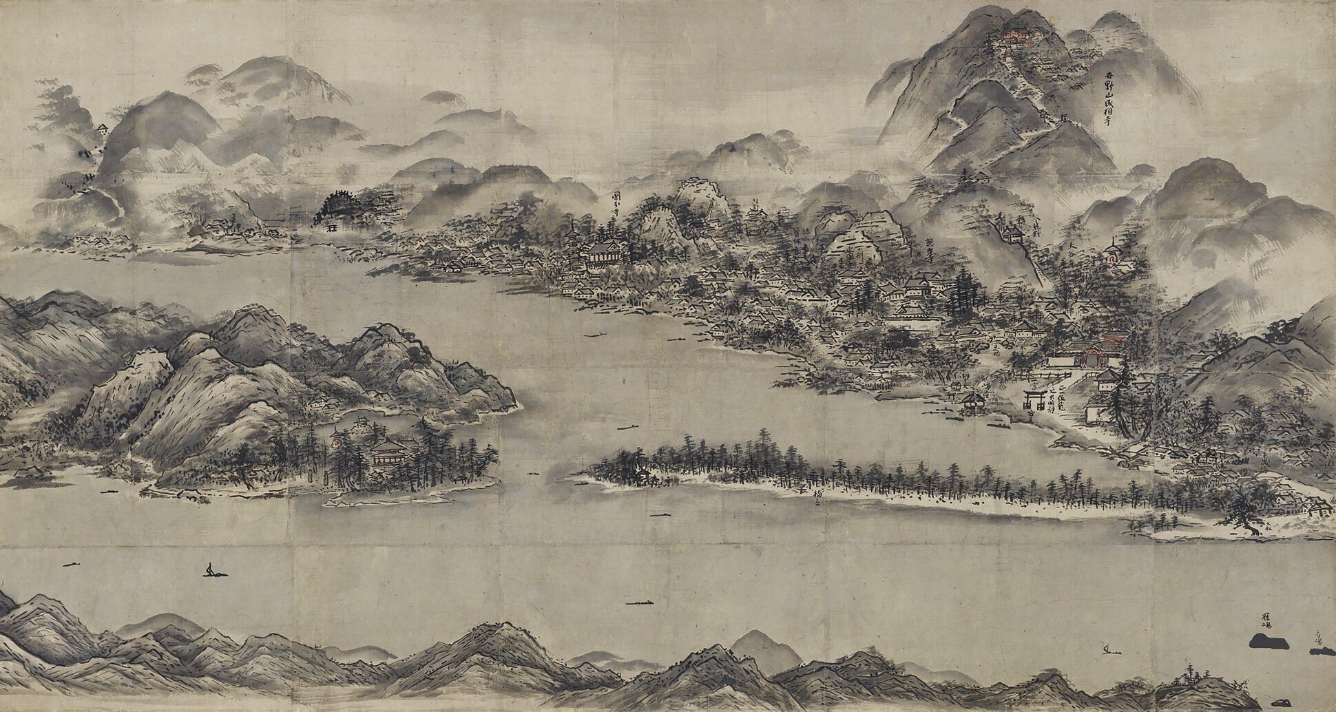毛利博物館所蔵 國寶 ( 国宝 ) 雪舟筆 原寸 山水長巻(四季山水図