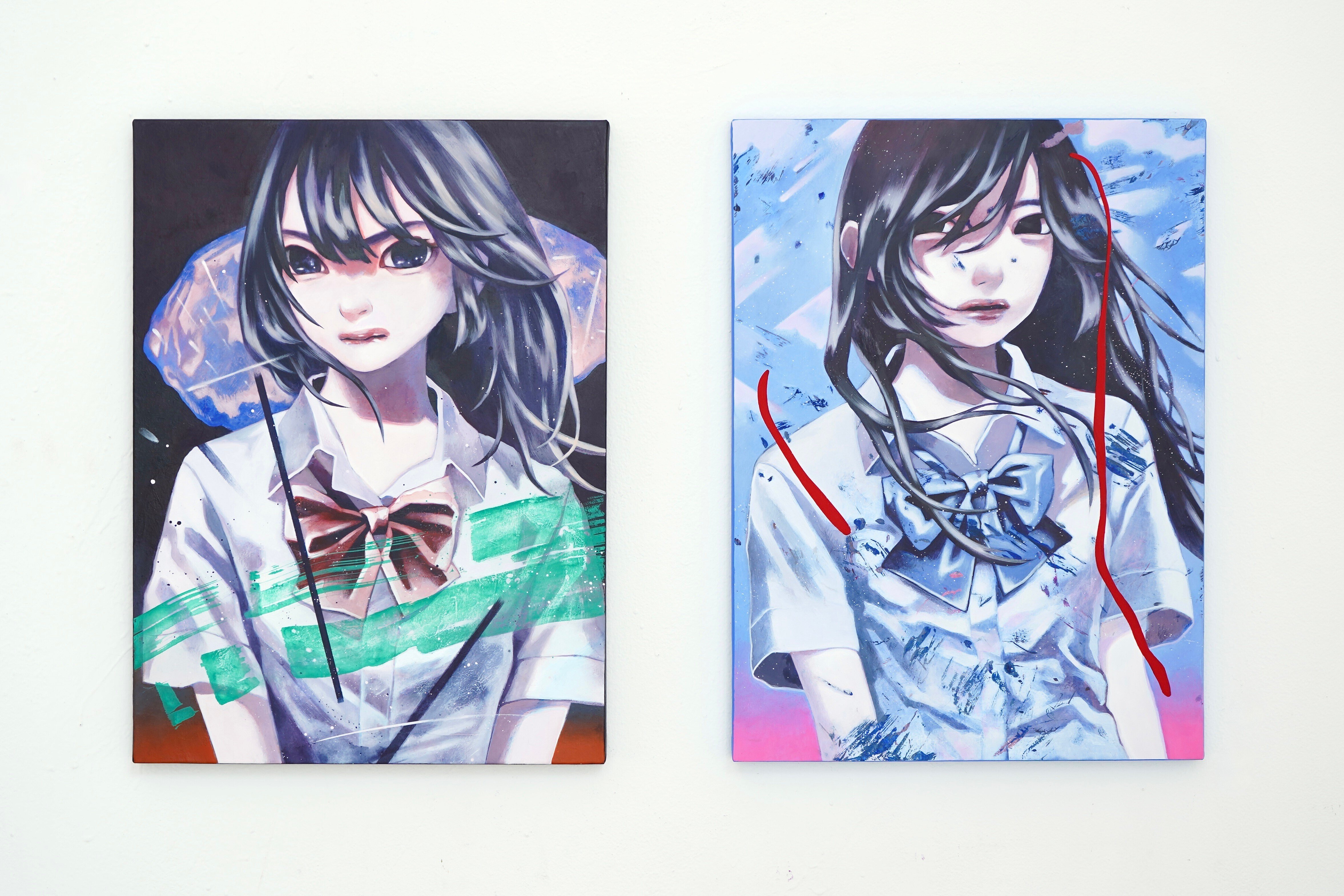 大槻香奈　「月の器」　アクリル・ガッシュの少女のポートレート 大槻香奈 「月の器」 アクリル・ガッシュの少女のポートレート - メルカリ