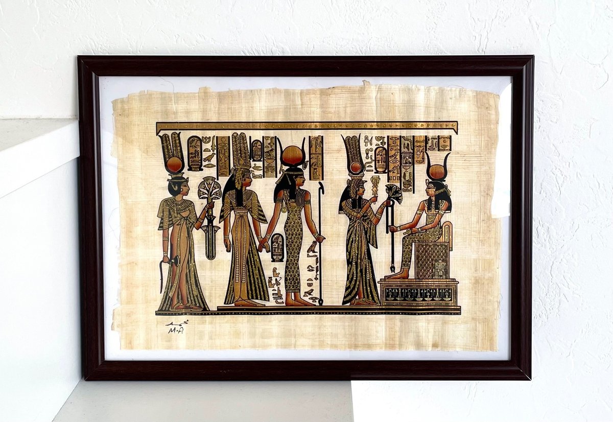 額縁入りエジプトのパピルス画 凄まじく