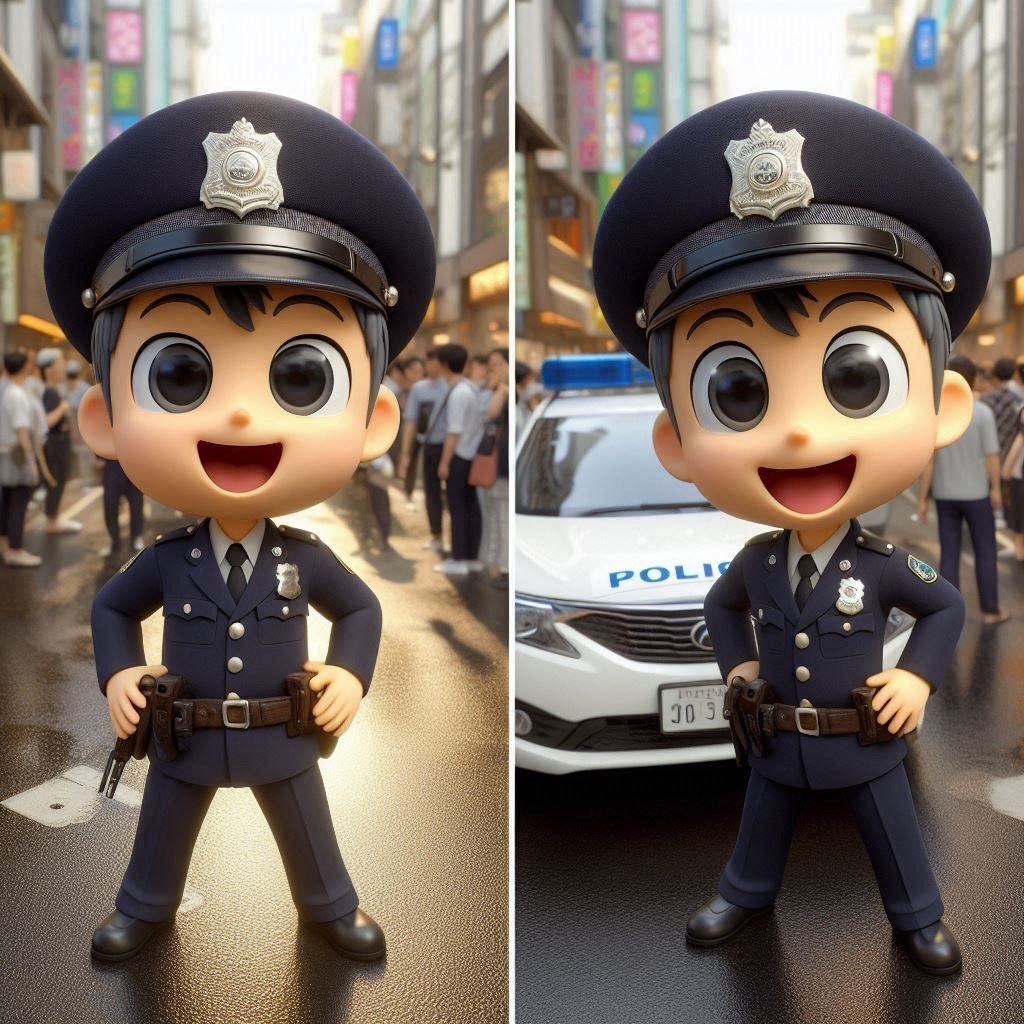 男子 de 警察官 @Bing＋プロンプト｜茜町春彦