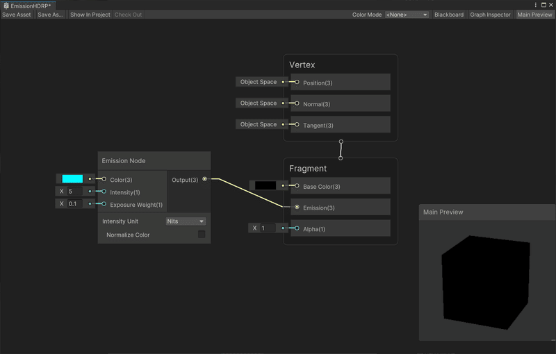 Shader Graph の Emission Node を使って、発光させたい。【Unity HDRP】｜⌒(･ × ･)⌒ 兎 の 箪 笥