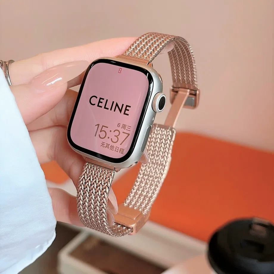 ゴールド レッド applewatchバンド ステンレス カバー キラキラ ラバー 