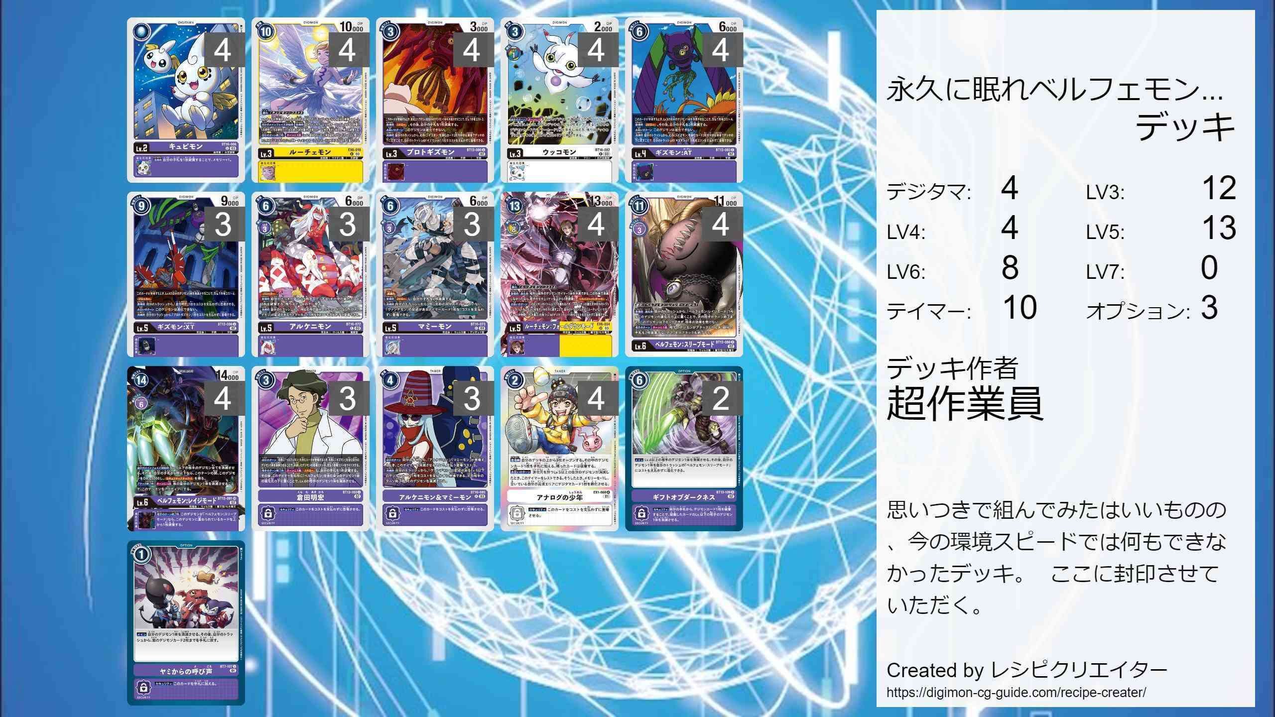 デッキ供養】永久に眠れベルフェモン…【R.I.P】｜超作業員