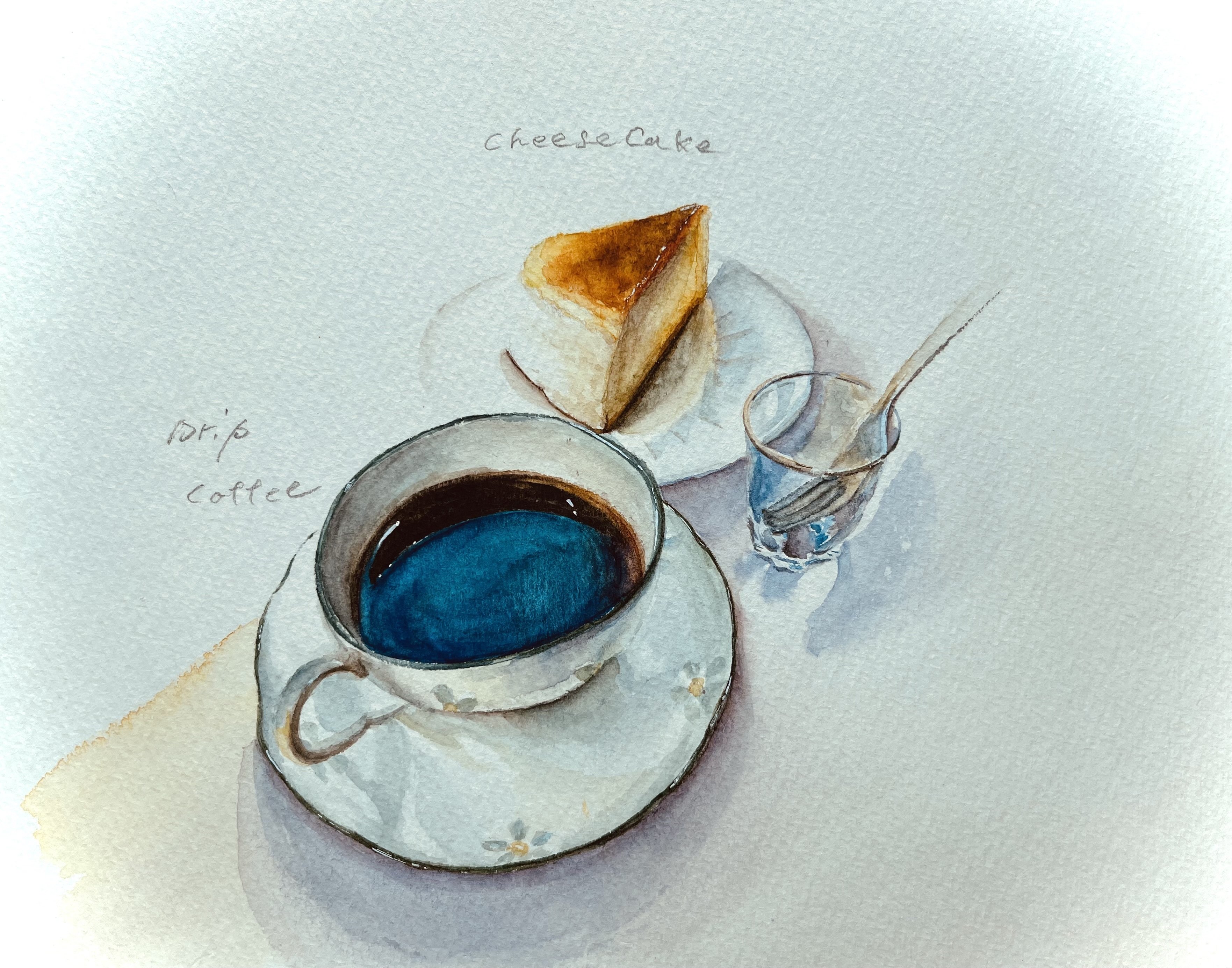 ホッと一息にコーヒーとチーズケーキ✨｜イラストcafe