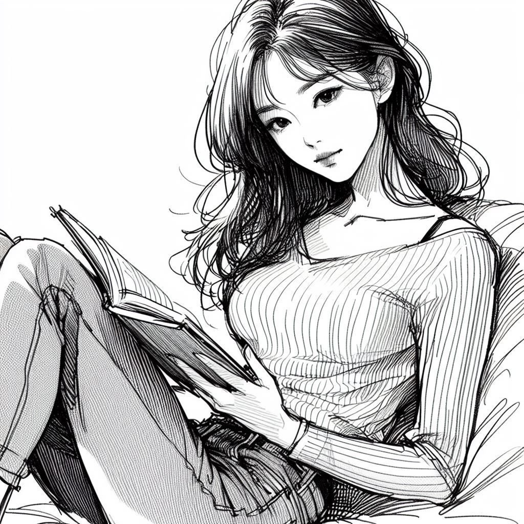 静寂の読書美人 - 知性が輝くイラストアルバム｜Books Channel