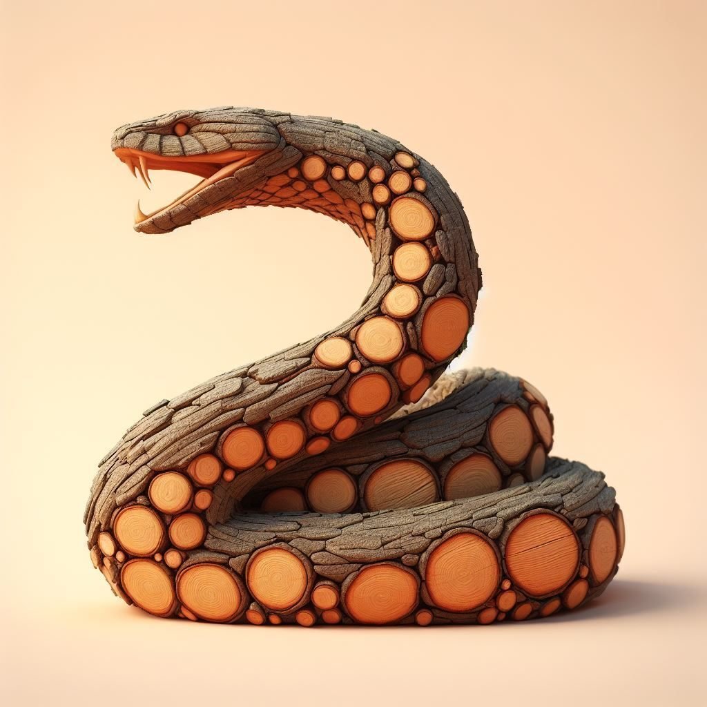 へび de 木の皮 @Bing＋プロンプト｜茜町春彦