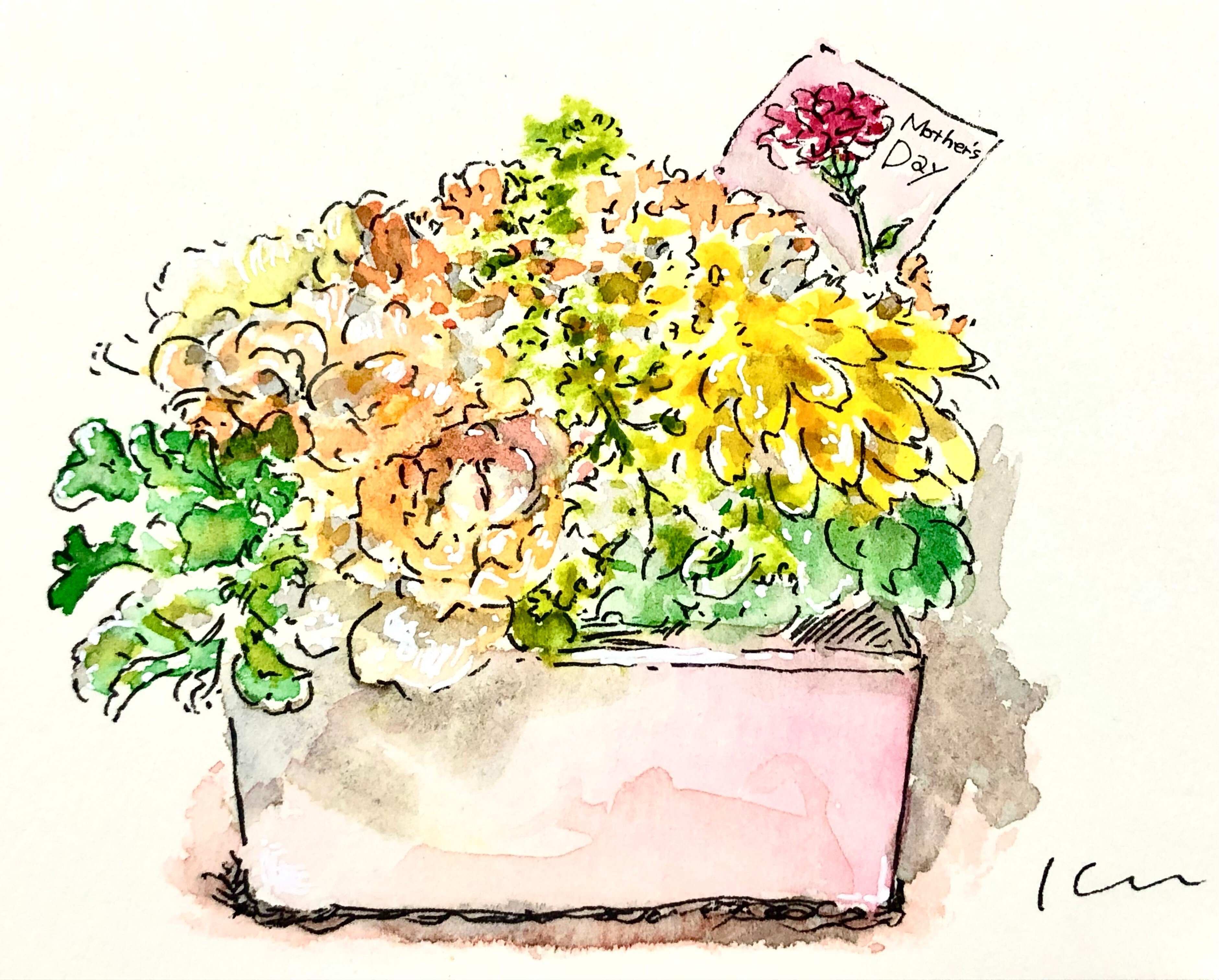 川北すピ子原画◯イラスト昭和レトロお菓子ケーキ 川北すピ子原画「母の日ケーキ」昭和レトロ少女イラスト少女