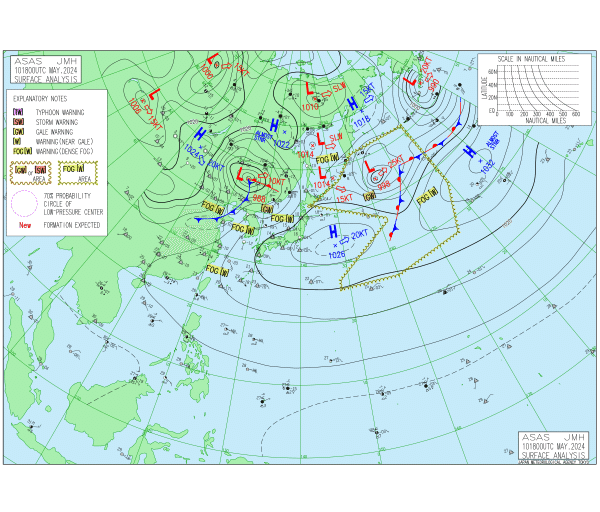 03時の実況天気図