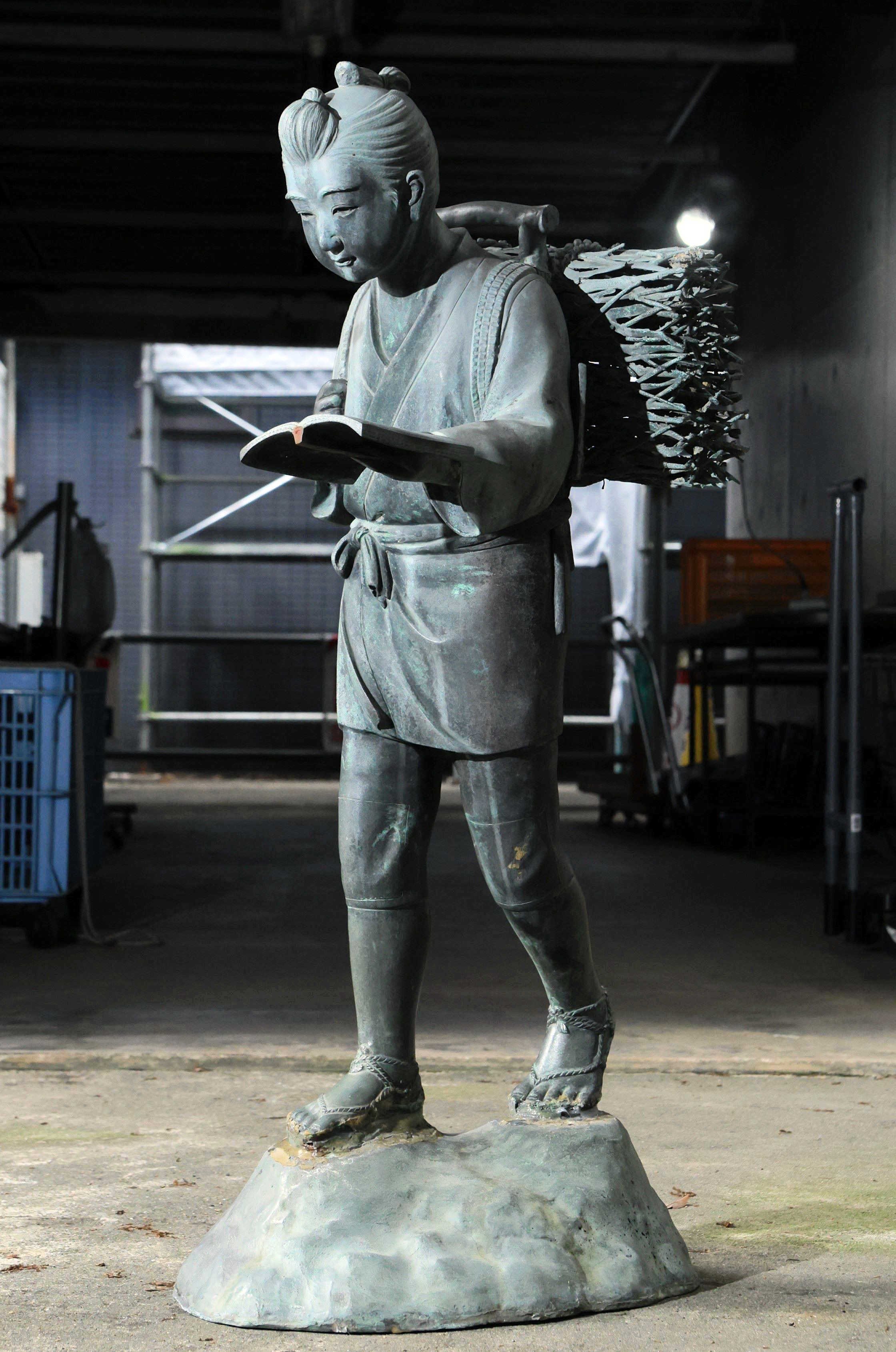 二宮金次郎像 昭和レトロ 二宮金次郎 ブロンズ像 二宮金次郎像