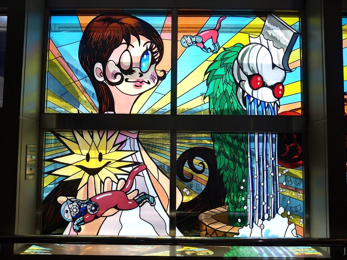 ヤノベケンジさんのアート/ ステンドグラス《生命の旅》～大阪