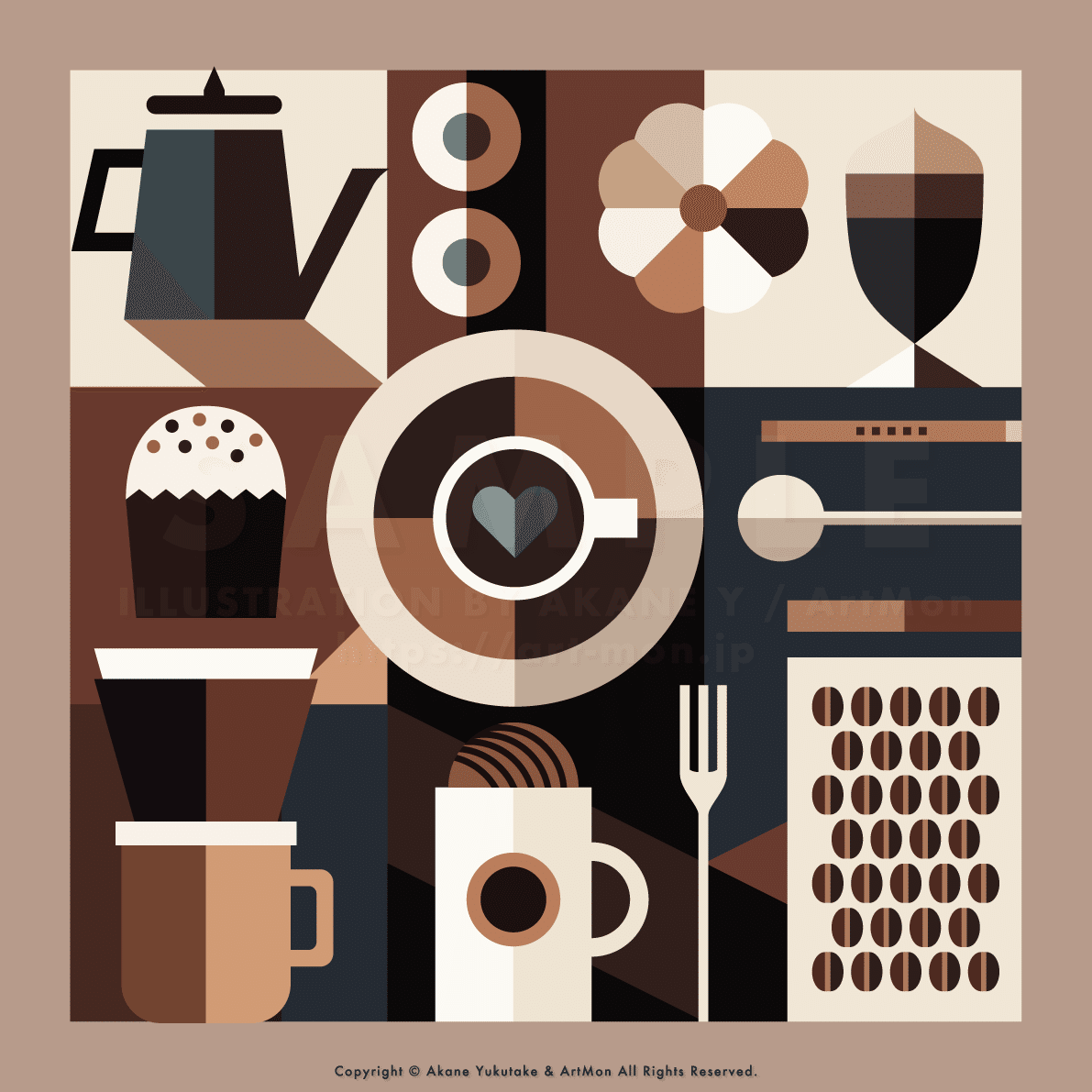 カフェの幾何学模様ポスター｜artmon, image size:1191x1191