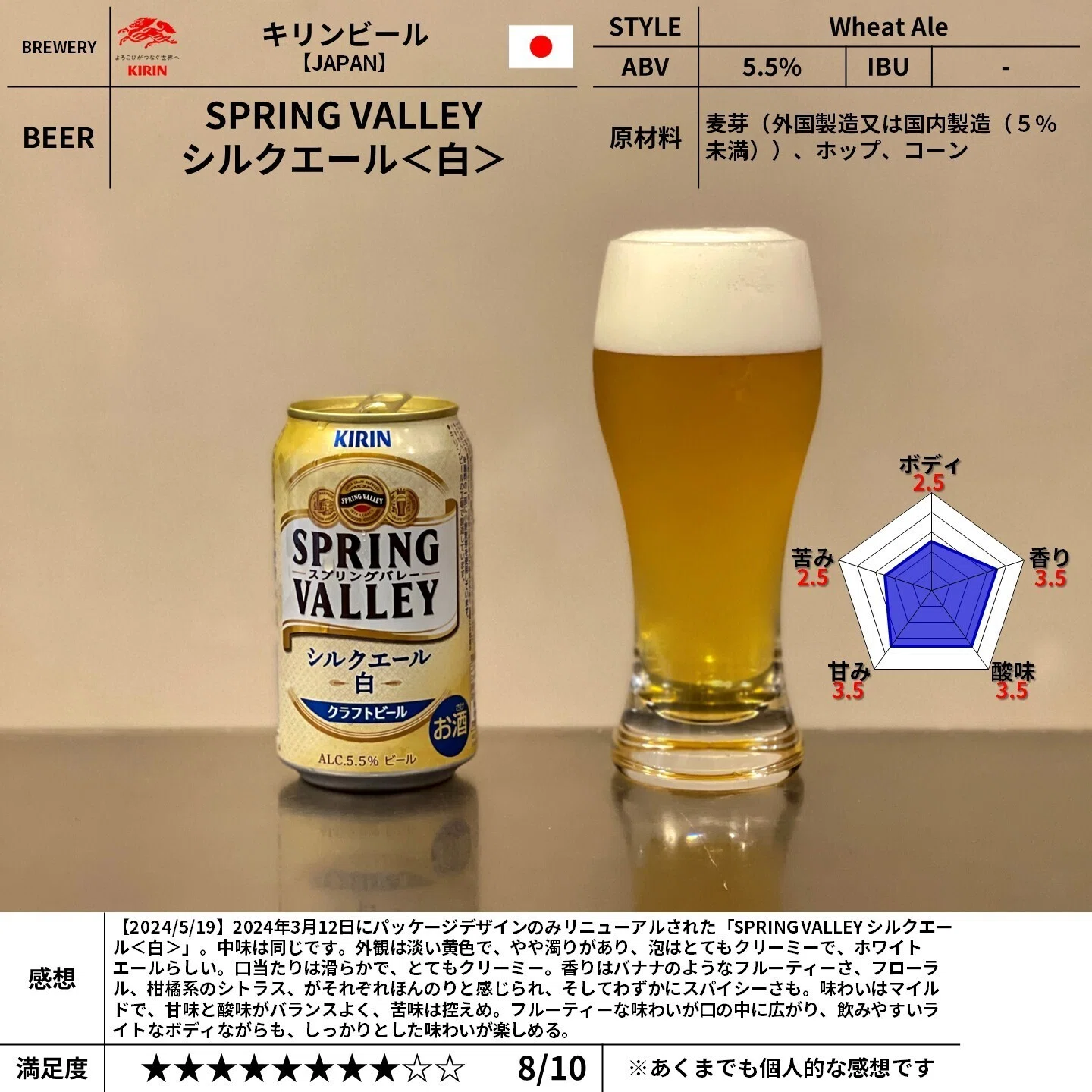 キリンビールの「SPRING VALLEY シルクエール＜白＞」｜yamashin0120