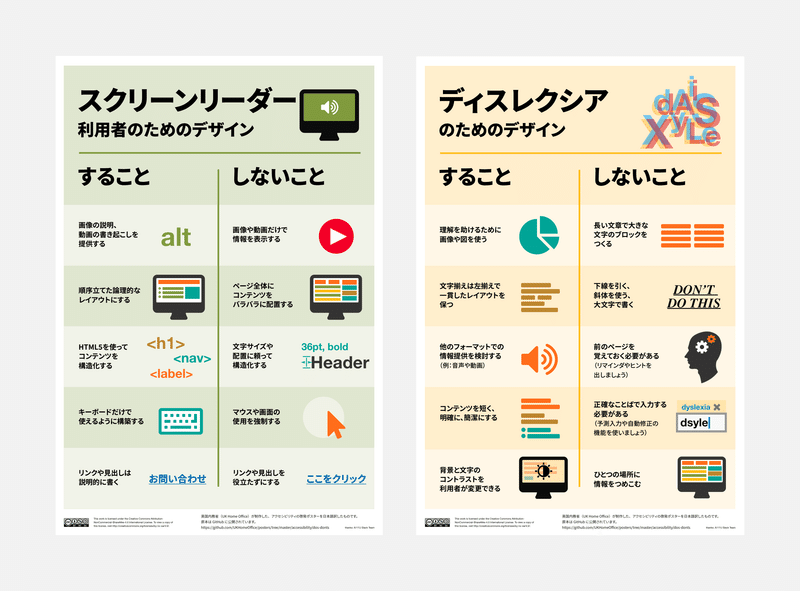 イギリス内務省のWebアクセシビリティ啓発ポスターのイメージ画像。日本語訳版のスクリーンショットが2枚並んでいる。