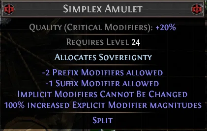 [PoE 3.24]Simplex Amulet 제작 (int stack용)｜じょーじ