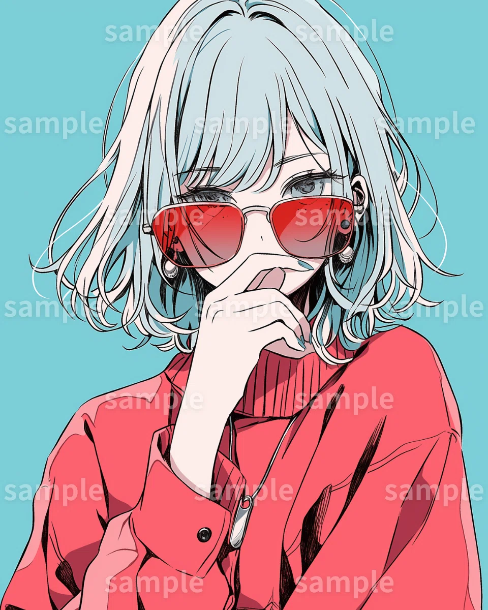 イラスト原画 「サングラスの娘」 イラスト】「サングラス女子」のフリー素材｜アイコン・女性・挿絵