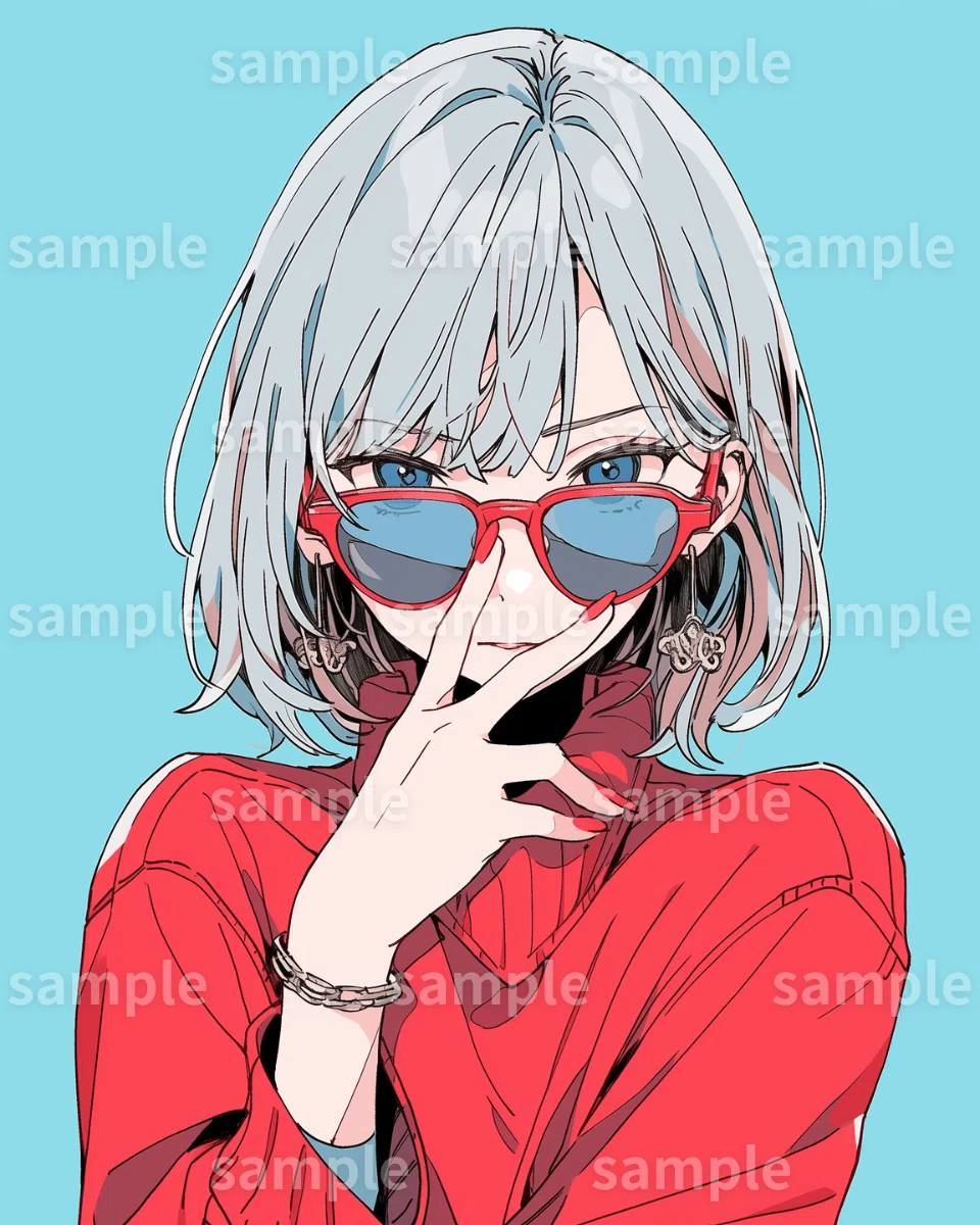 イラスト】「サングラス女子のアイコン」フリー素材2枚セット