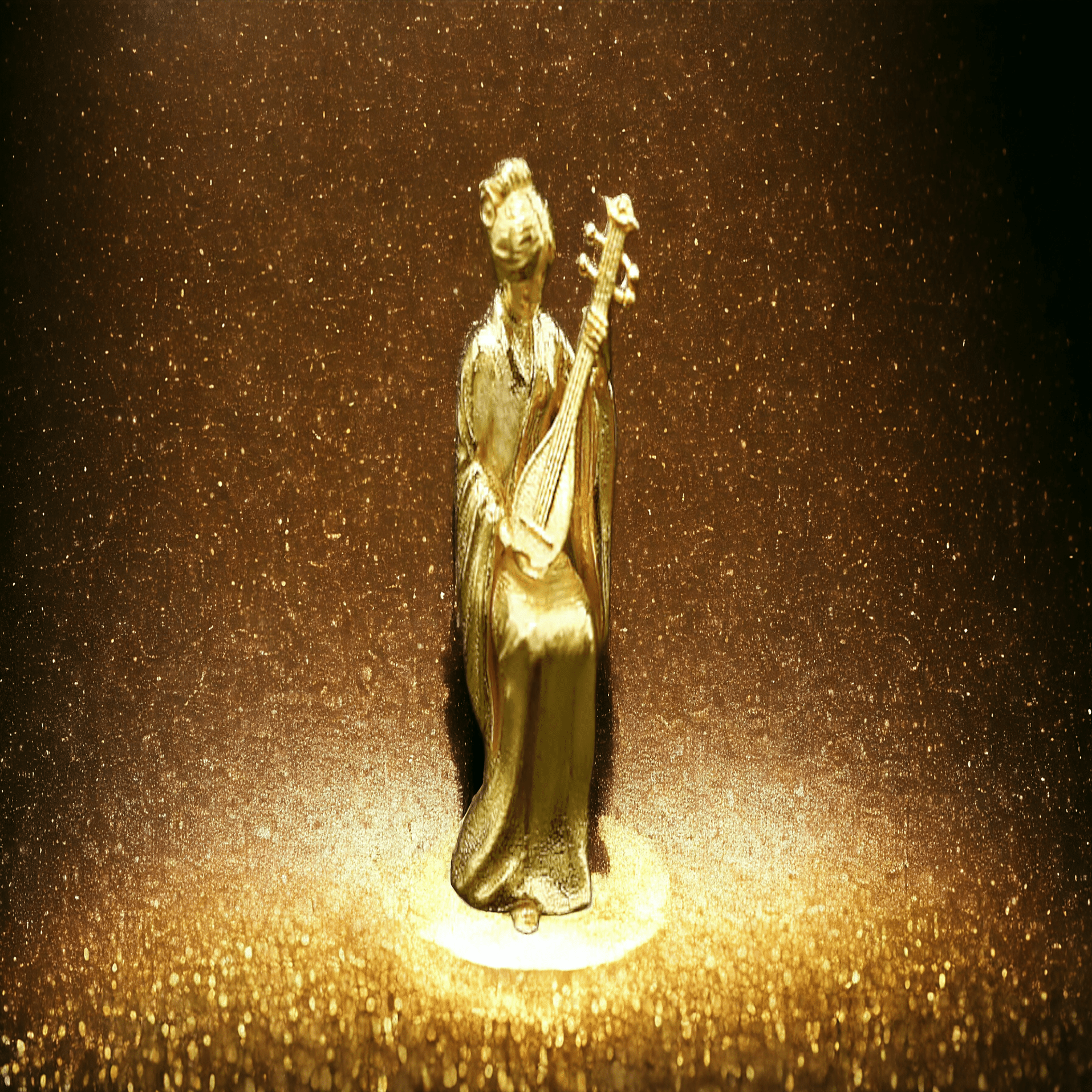 碧玉極微細彫刻　飛翔天女　弁財天　金運の使い　蓄財追求神様石 七福神の中で唯一の女神さま」純金製品のJUNGOLD【純金の弁財天】の