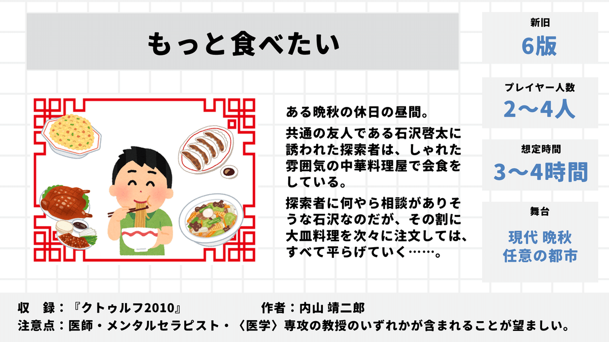 新）CoC公式シナリオ紹介（現代日本編）｜因幡脩