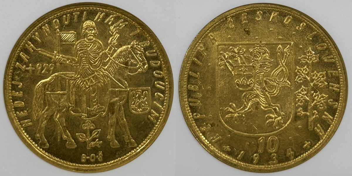 1934年 チェコスロバキア 10ダカット金貨｜アンティークコイン