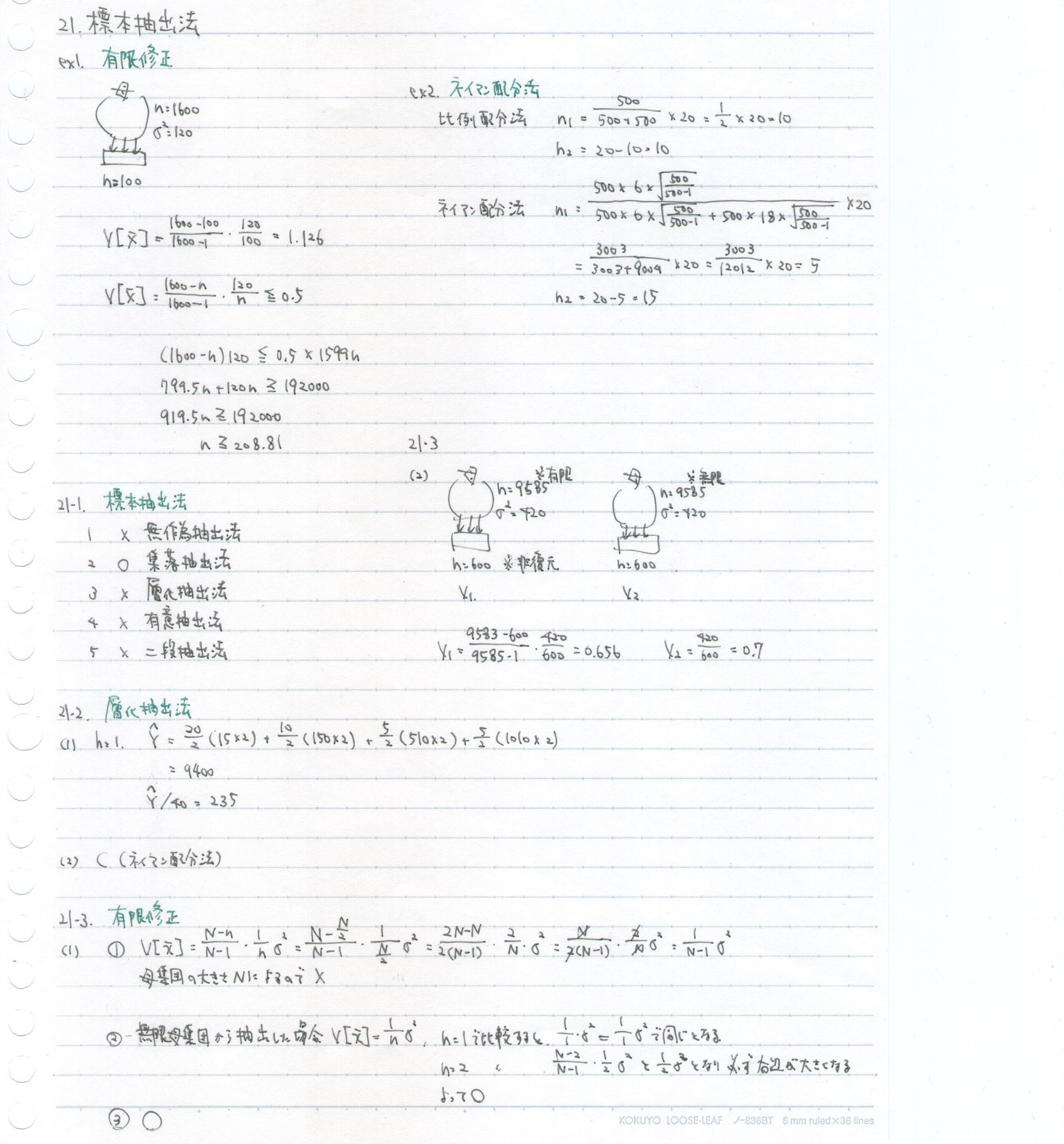 統計検定準1級ワークブック例題 第21章｜JB_semione