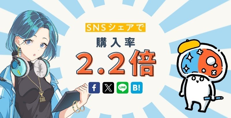 SNSシェアすると購入率が2.2倍になることを説明する画像