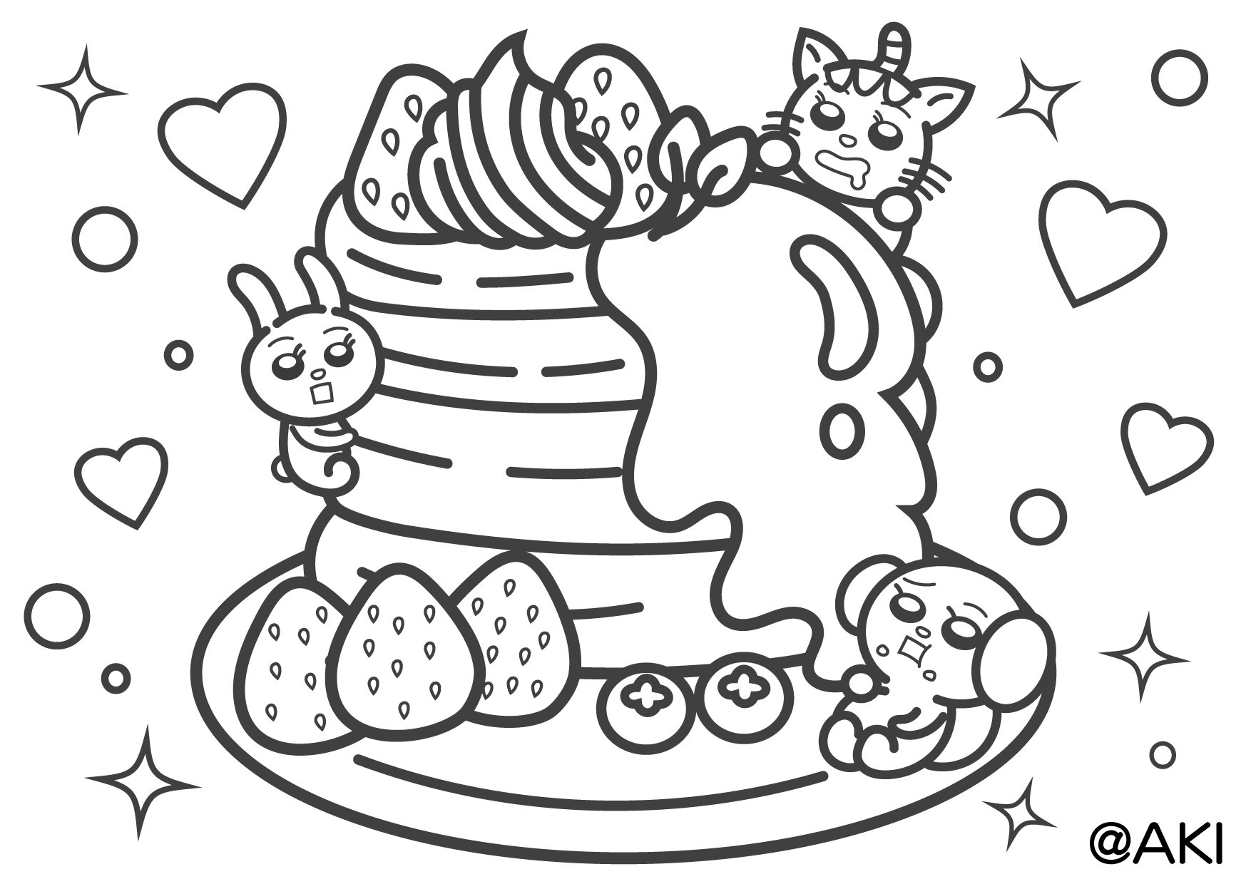 オリジナルイラスト NO.2【パンケーキ】 レトロ 原画 絵師 豆色紙 パン