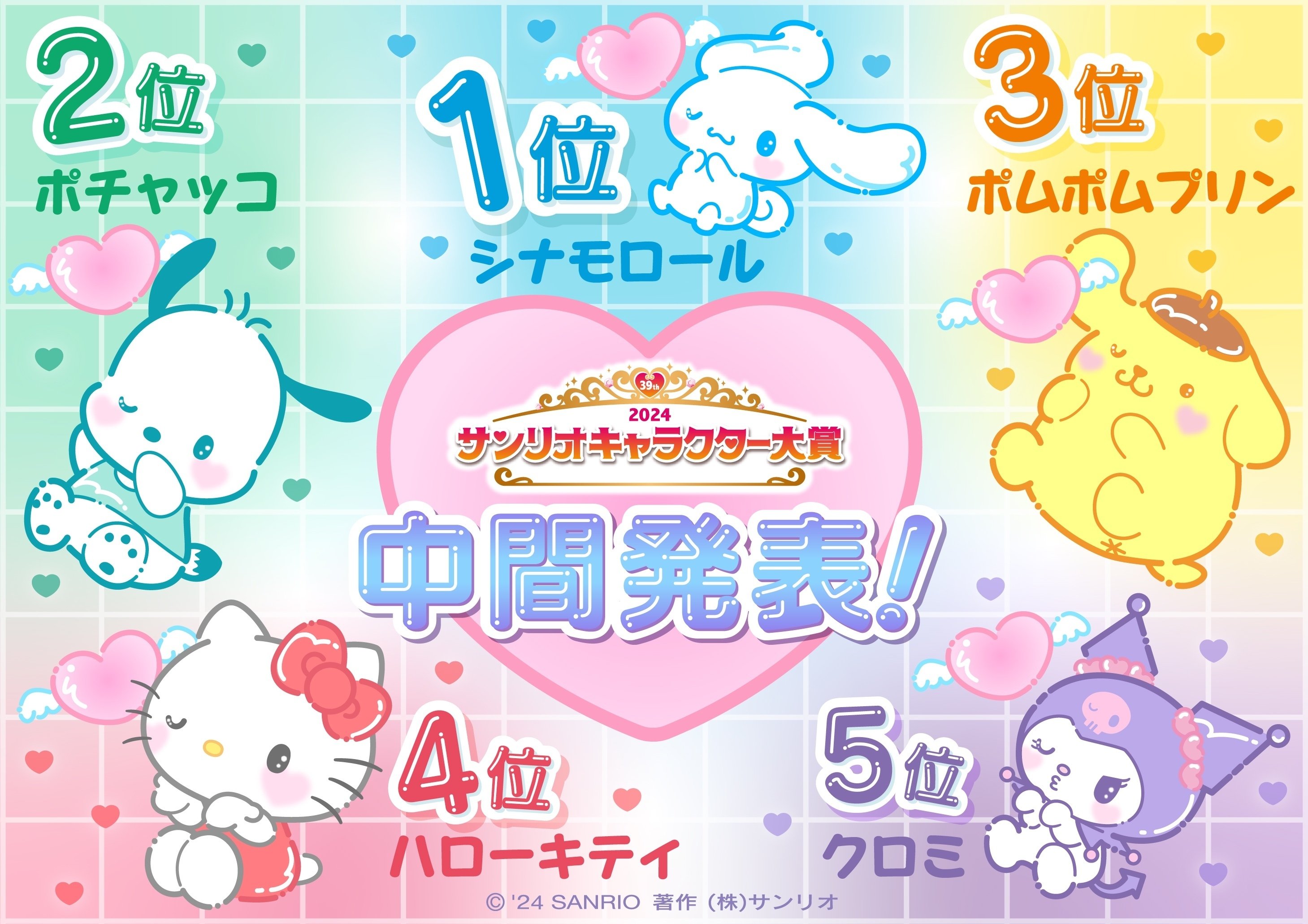 サンリオキャラクターズ タイトルカップ 上位賞 2023年サンリオキャラクター大賞」中間順位発表！「SANRIO FES