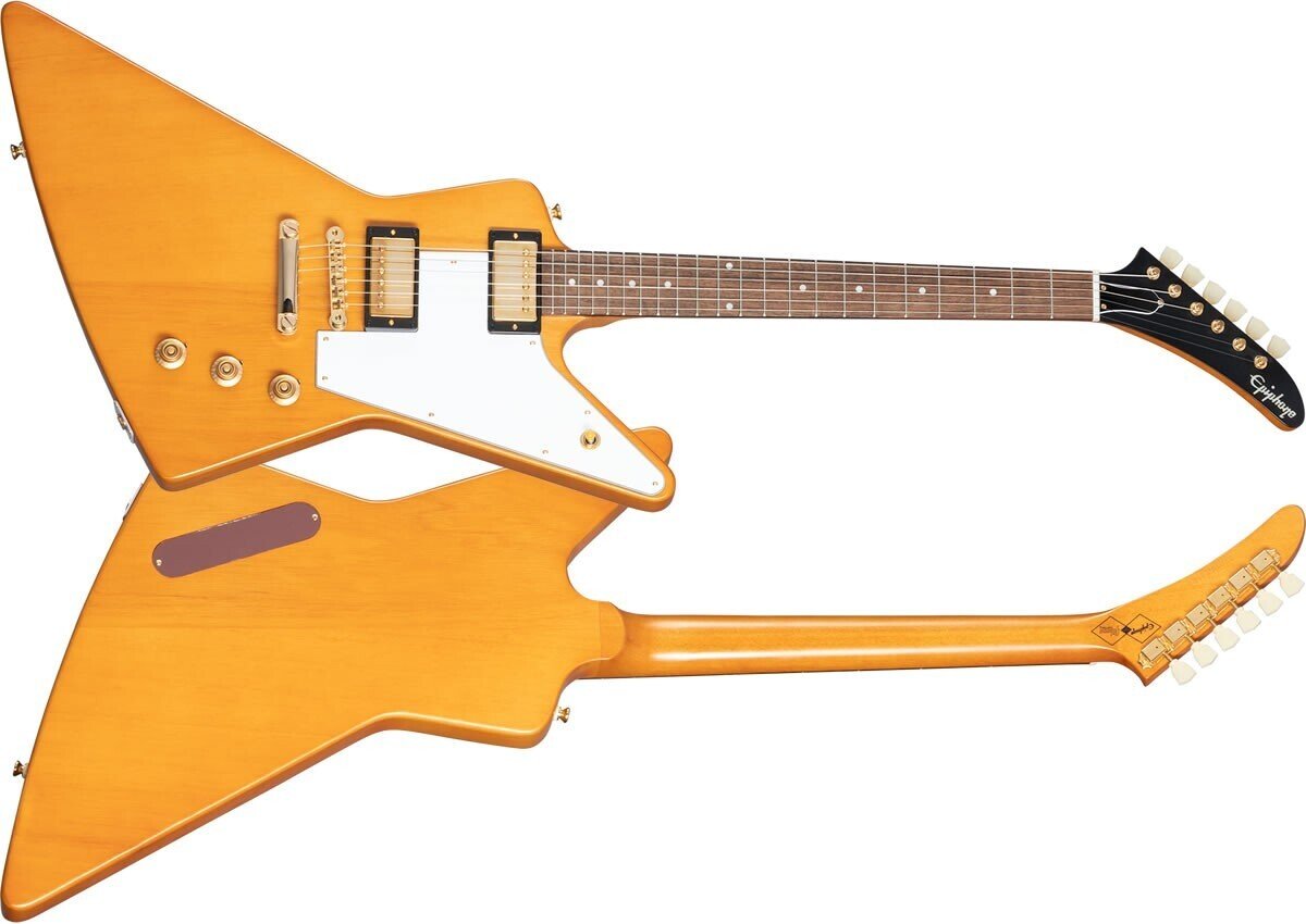 Tokaiのレフティ V フライングV エピフォン コリーナ ギブソン Epiphone Inspired By Gibson Custom 1958 Korina Flying V Left