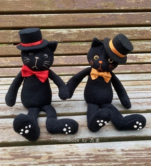 352. 帽子をかぶった黒猫さん｜たま／猫作家の手作り部屋