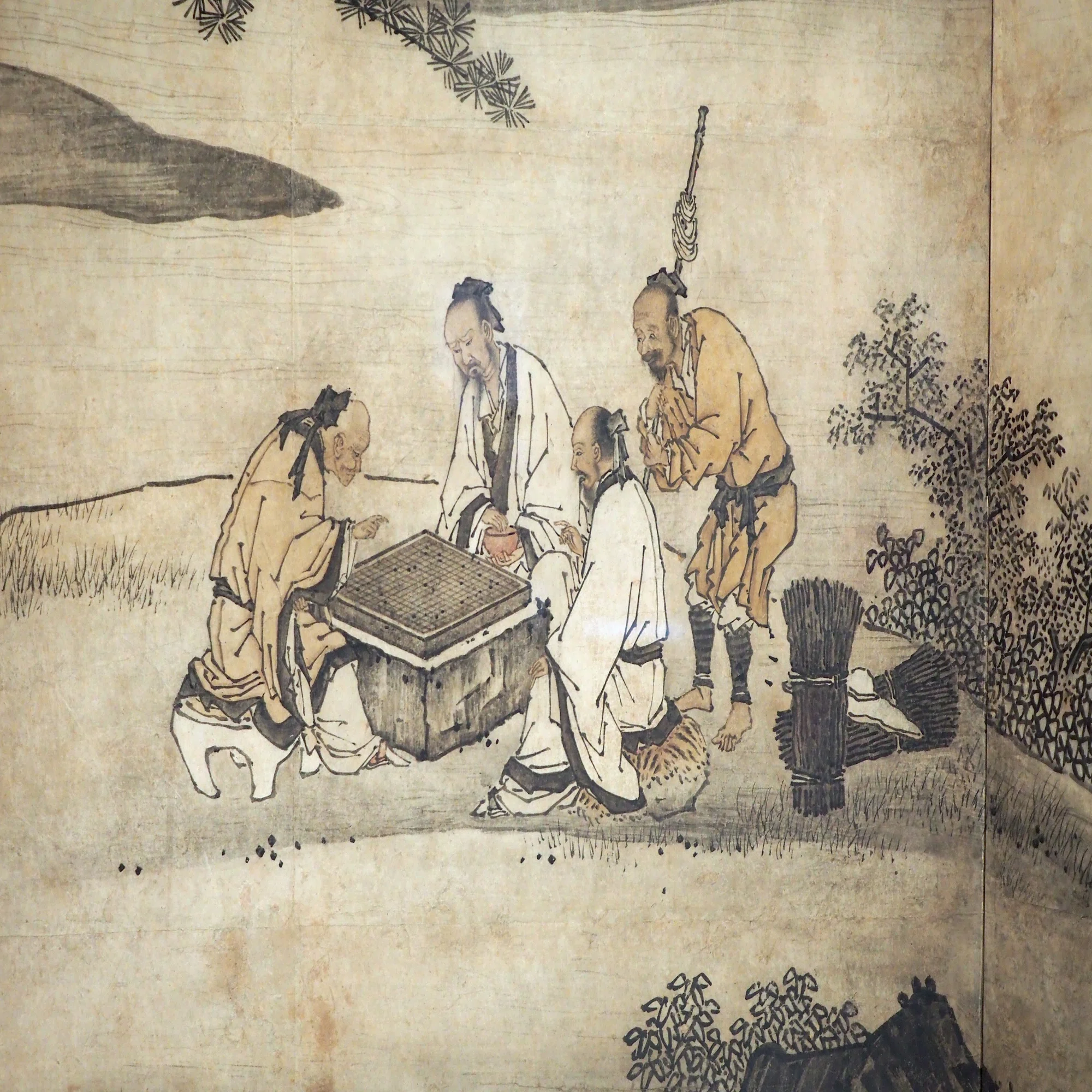 狩野派2代の狩野元信が描いたかもしれない《囲碁観瀑図屏風》 @東京 