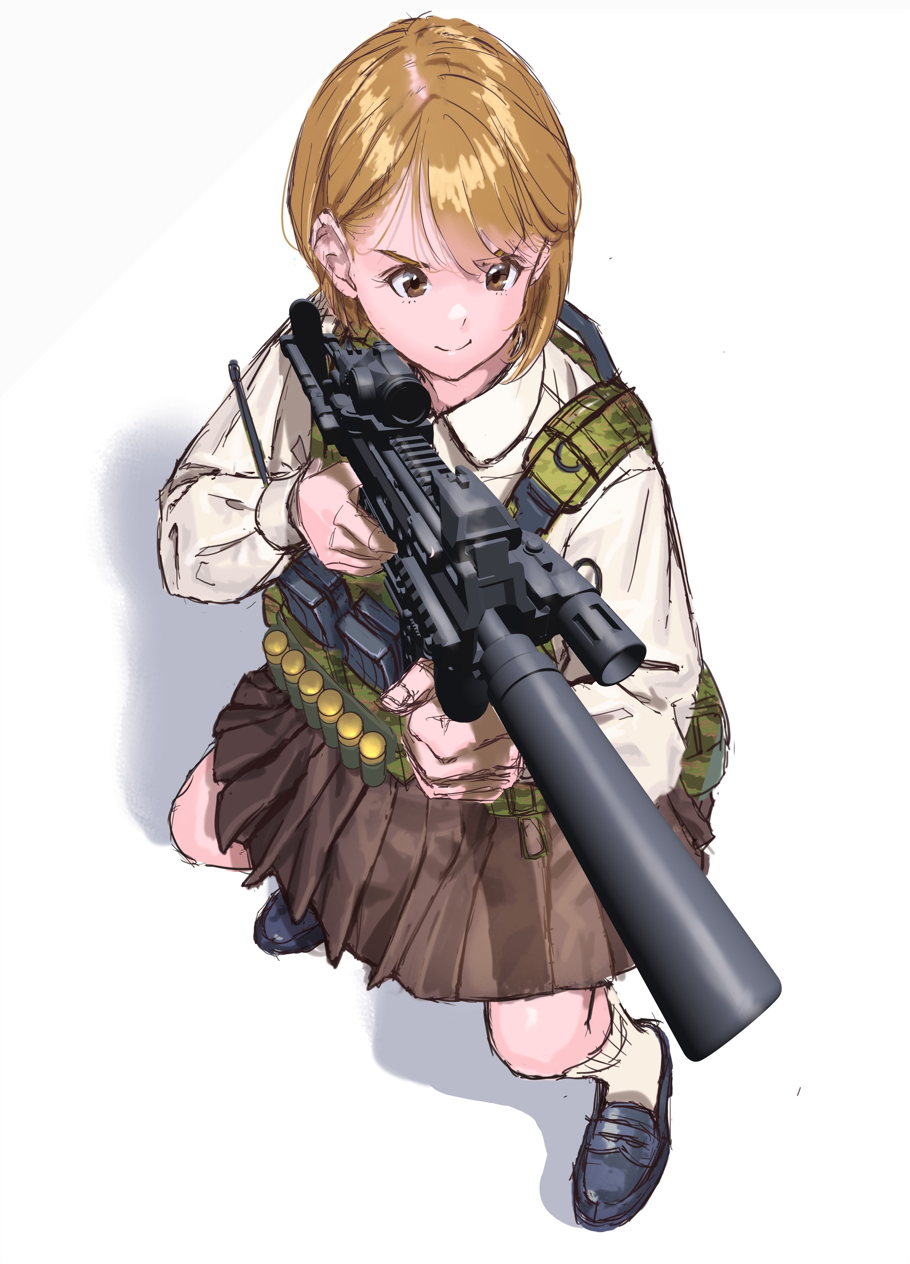 絵日記】銃✖︎学生服イラコン4日目【完成｜マエコ